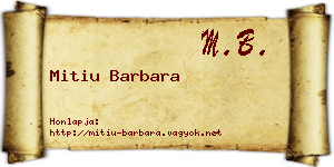 Mitiu Barbara névjegykártya